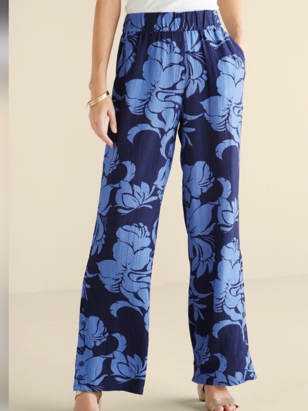 Soft Surroundings Oceo Wide-Leg Gauze Floral Print XS